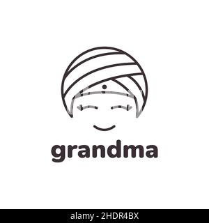 cartoon old woman indian with turban logo design vector graphic symbol icon illustration creative idea Stock Vector