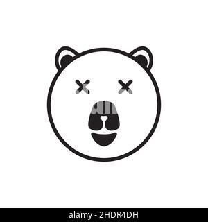 face cute bear dizzy logo design vector graphic symbol icon illustration creative idea Stock Vector