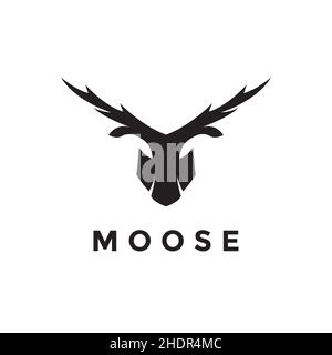 face head modern shape moose deer logo design vector graphic symbol icon illustration creative idea Stock Vector