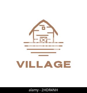 simple village home wood logo design vector graphic symbol icon illustration creative idea Stock Vector