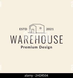 line hipster garage warehouse logo design vector graphic symbol icon illustration creative idea Stock Vector