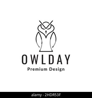 single line bird owl logo design vector graphic symbol icon illustration creative idea Stock Vector