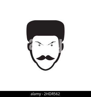 face man with mustache thin logo design vector graphic symbol icon illustration creative idea Stock Vector