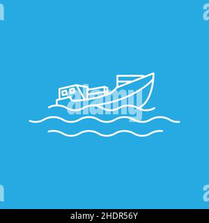 line boat cargo logo design vector graphic symbol icon illustration creative idea Stock Vector