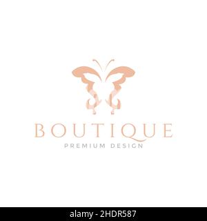 art beautiful butterfly boutique logo design vector graphic symbol icon illustration creative idea Stock Vector