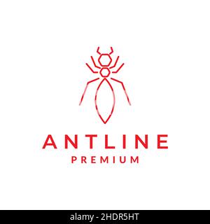 isolated line red ant logo design vector graphic symbol icon illustration creative idea Stock Vector