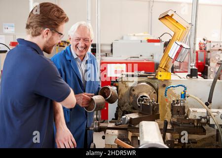 education, workpiece, trainee, metalworking, master, educations, workpieces, trainees, adept, boss, foreman, lord, masters, technician Stock Photo