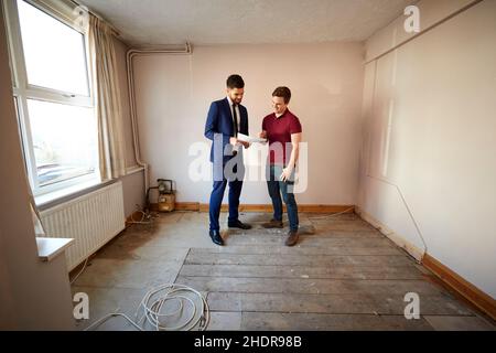 man, brokers, appartment showing, guy, men, broker Stock Photo