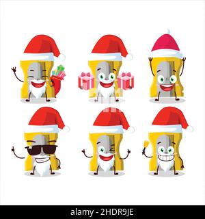 Santa Claus emoticons with yellow pencil sharpener cartoon character. Vector illustration Stock Vector