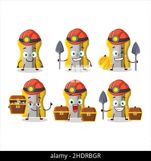 miners yellow pencil sharpener cute mascot character wearing helmet. Vector illustration Stock Vector
