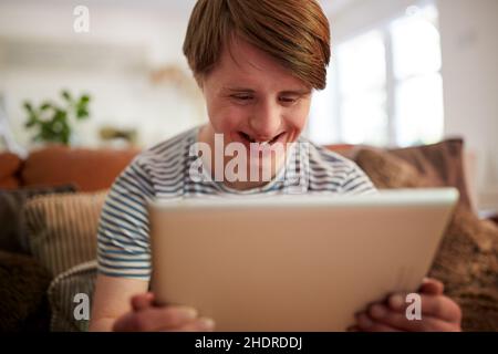 home, internet, disability, Down syndrome, homes, internets, web, disabilities Stock Photo
