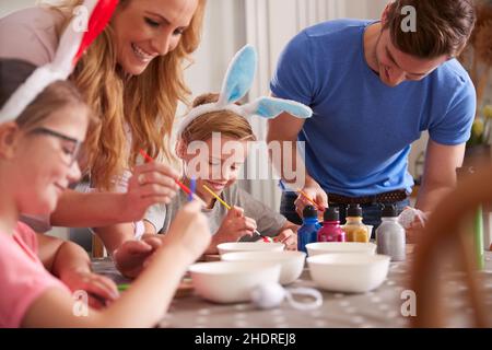 parent, easter egg, painting, family, children, parents, easter eggs, drawing, families, childs, kid, kids Stock Photo