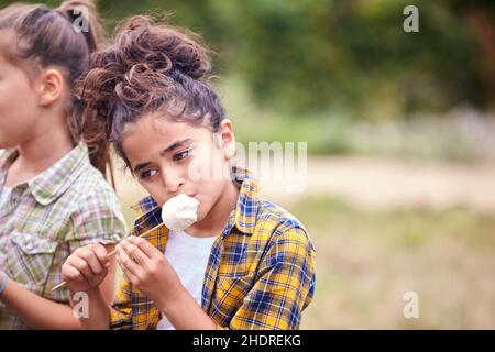 girl, outdoor, marshmalow, girls, outdoors, marshmalows Stock Photo