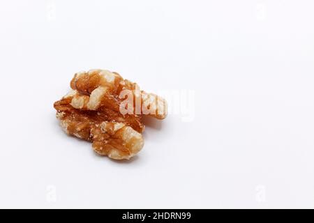 a peeled walnut on a white background Stock Photo