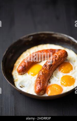 breakfast, fried egg, sausages, breakfasts, fried eggs, sausage Stock Photo