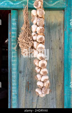 garlic plait, garlics Stock Photo