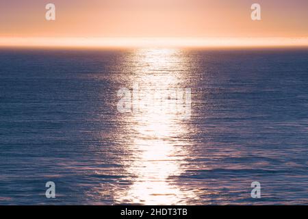 Pink sunset over the sea, abstract seascape background, copy space Stock Photo