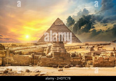 pyramid shape, sphinx, giza, pyramid shapes, sphinxs, gizas Stock Photo