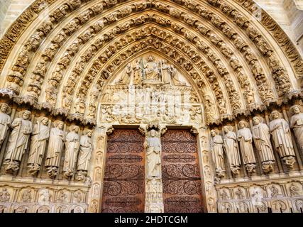 gothic, portal, notre dame de paris, gothics, portals Stock Photo