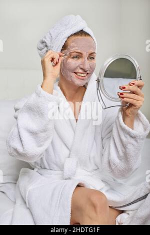woman, eyebrows, plucking, facial mask, female, ladies, lady, women, eyebrow, facial masks Stock Photo