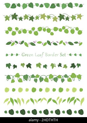 Set of botanical borders isolated on a white background. Vector illustration. Stock Vector