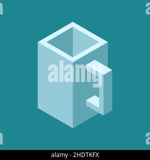 Isometric illustration of a mug on blue background Stock Vector