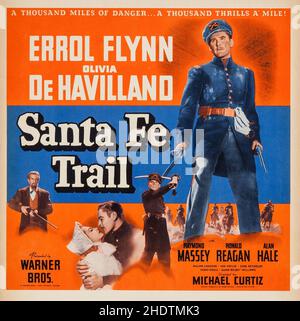 OLIVIA DE HAVILLAND and ERROL FLYNN in THE SANTA FE TRAIL (1940), directed by MICHAEL CURTIZ. Credit: WARNER BROTHERS / Album Stock Photo