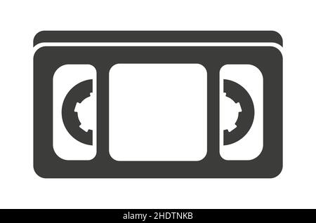 Black vector icon of VHS video cassette tape Stock Vector