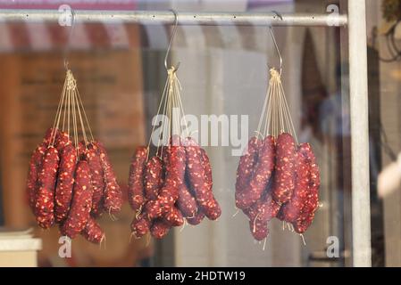 specialty, salami, specialties, salamis Stock Photo