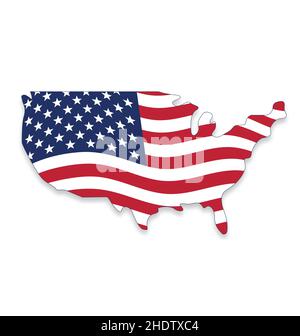 USA America flag in map symbol logo vector isolated on white background Stock Vector