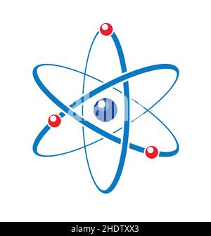 stylized blue and red atom vector image isolated on white background Stock Vector