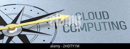 Compass needle pointing to the words Cloud Computing - 3d rendering Stock Photo