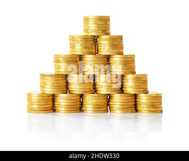 Coin Rack Pyramid pyramid of coin stacking Stock Photo - Alamy