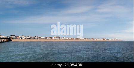 Deal seafront architecture and a pier on a sunny summer day, Kent, UK. Stock Photo