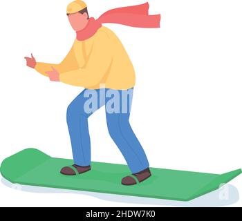 Man on snowboard semi flat color vector character Stock Vector