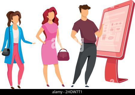 People wait for terminal service semi flat color vector characters Stock Vector