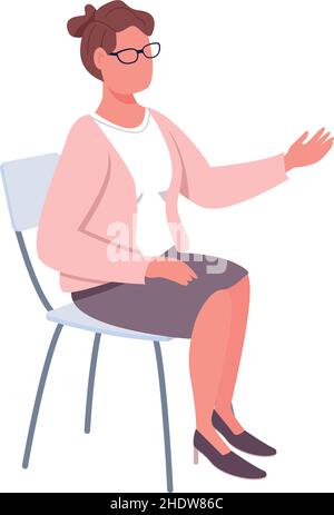 Teacher sitting and talking semi flat color vector character Stock Vector
