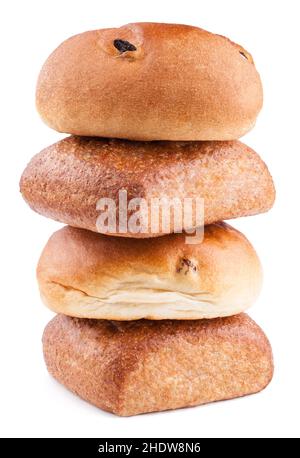 bun, wholemeal bread, raisin bread, buns, wholemeal breads, raisin breads Stock Photo