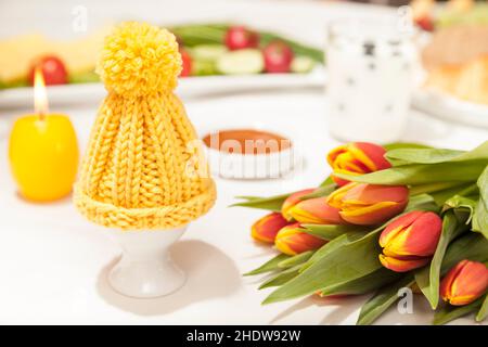 easter eggs, easter breakfast, egg warmer, easter egg, easter breakfasts, egg warmers Stock Photo