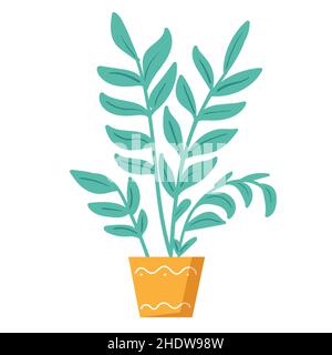 Potted plants collection. Houseplants. Hand drawn vector illustration. Set of vector house indoor plant isolated on white. Stock Vector