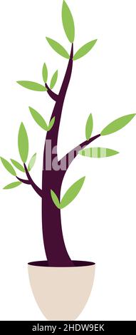 Decorative tree in pot semi flat color vector object Stock Vector