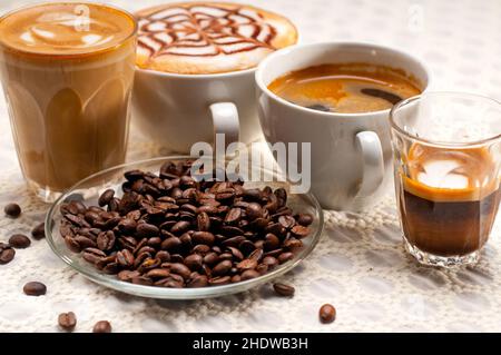 coffee, espresso, cappuccino, mocha, coffees, espressos, cappuccinos, cappucino, mochas Stock Photo