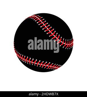 stylized black and red baseball base ball night stealth dark icon logo vector isolated on white background Stock Vector