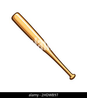 classic wood baseball bat illustration base ball vector isolated on white background Stock Vector