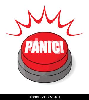 Big Red panic Button flashing simple cartoon image icon isometric view vector isolated on white background Stock Vector