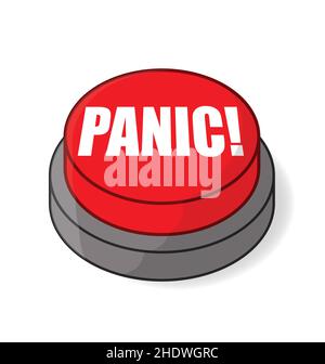 Big Red panic Button simple, cartoon image icon isometric view vector isolated on white background Stock Vector
