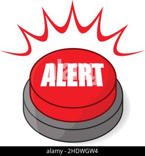 Big red flashing alert light button simple cartoon image icon isometric view vector isolated on white background Stock Vector