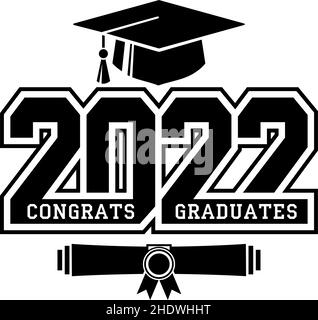 Lettering Class of 2022 for greeting, invitation card. Text for graduation design, congratulation event, T-shirt, party, high school or college gradua Stock Vector