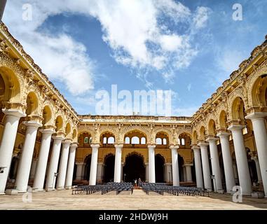 Sunning Picture of Thirumalai Nayak Palace , Madurai , Tamilnadu , India Stock Photo