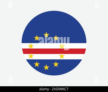 Cabo Verde Round Country Flag. Circular Cape Verde National Flag. Republic of Cabo Verde Circle Shape Button Banner. EPS Vector Illustration. Stock Vector